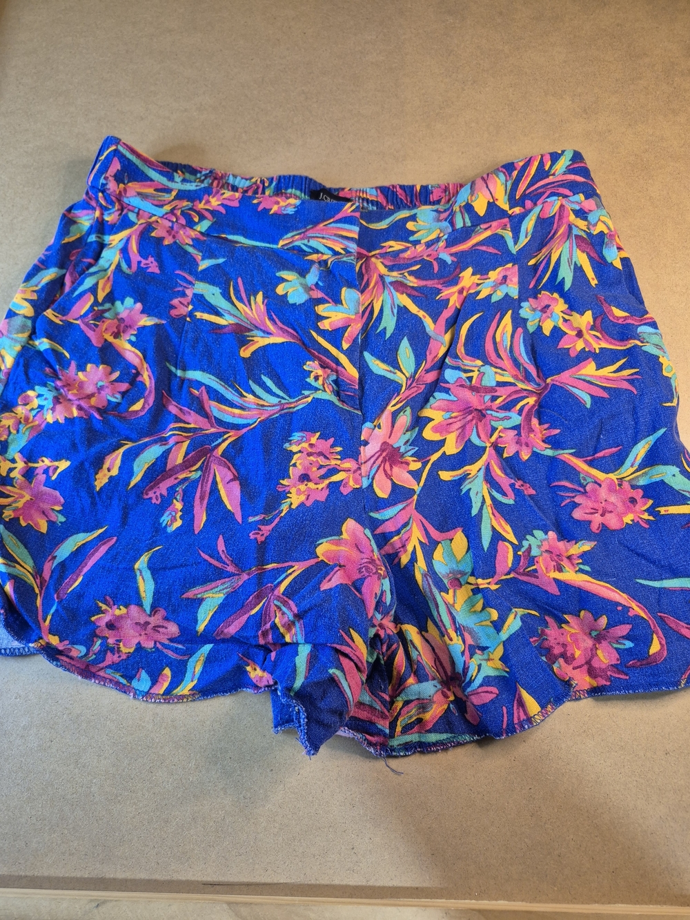 J. Crew Blue Tropical Floral Shorts with Pink & Yellow Accents